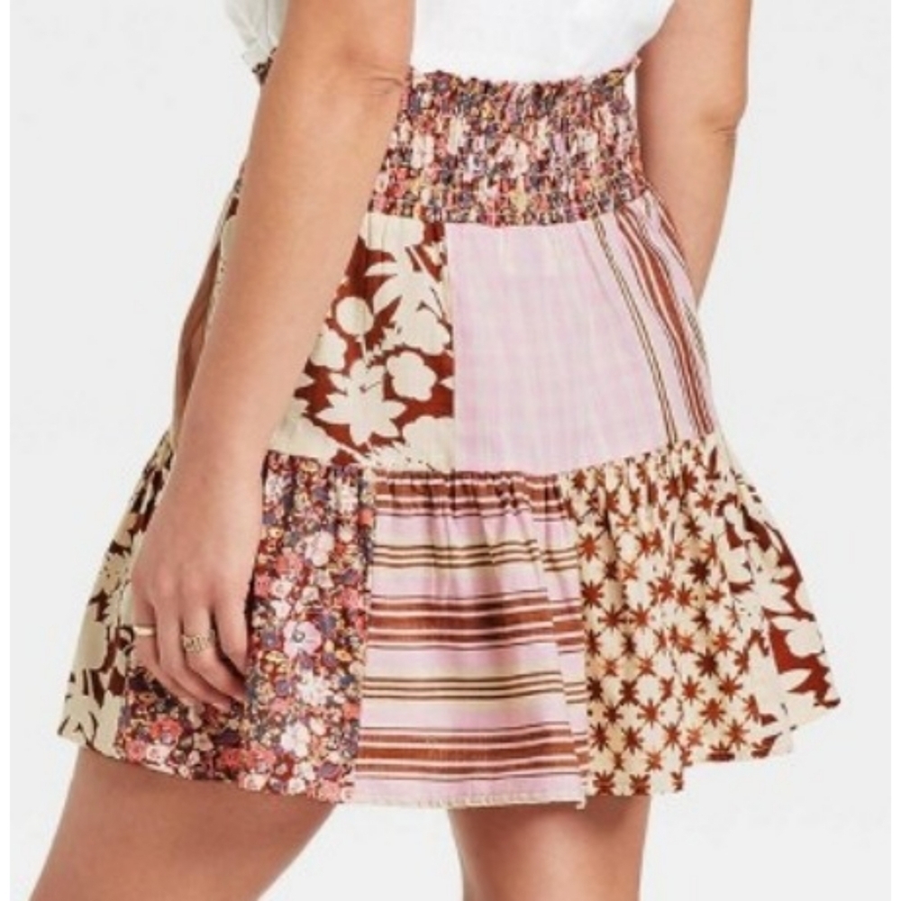 Universal Thread High Rise Mixed Pattern Mini Skirt Size XS